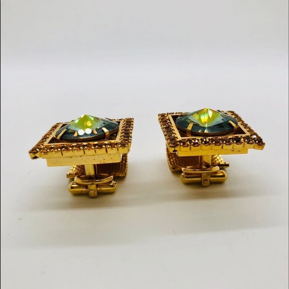 Mens Cufflinks 1960s RARE Heliotrope Austrian Crystal - Picture 4 of 15